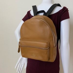 Coach Medium Charlie Pebble Leather Backpack